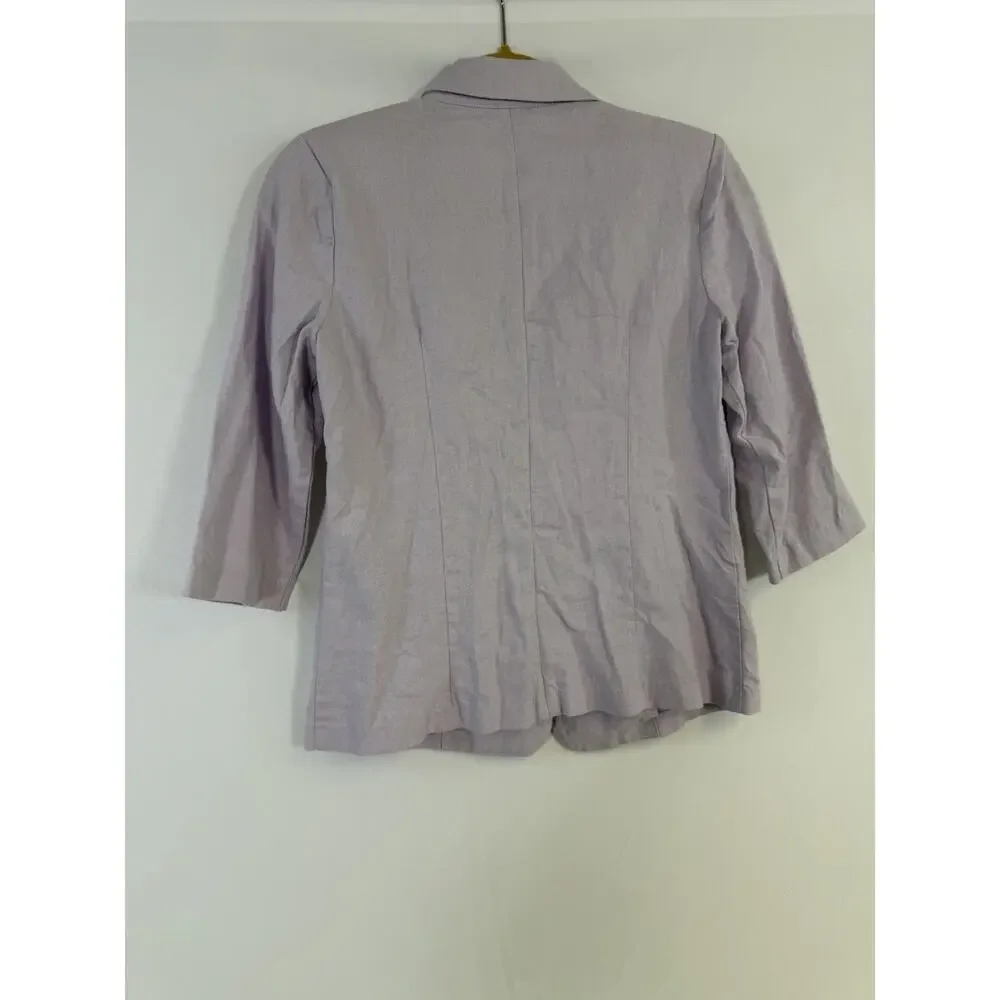 VTG SAG HARBOR Linen Blazer Two‎ Button Lavender Sz S Career Office
